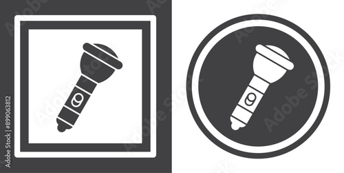 Vector. Flashlight symbol. Black and white icon symbol design in flat.