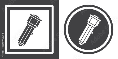 Vector. Flashlight symbol. Black and white icon symbol design in flat.