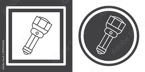 Vector. Flashlight symbol. Black and white icon symbol design in flat.