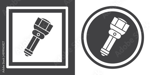 Vector. Flashlight symbol. Black and white icon symbol design in flat.