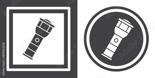 Vector. Flashlight symbol. Black and white icon symbol design in flat.