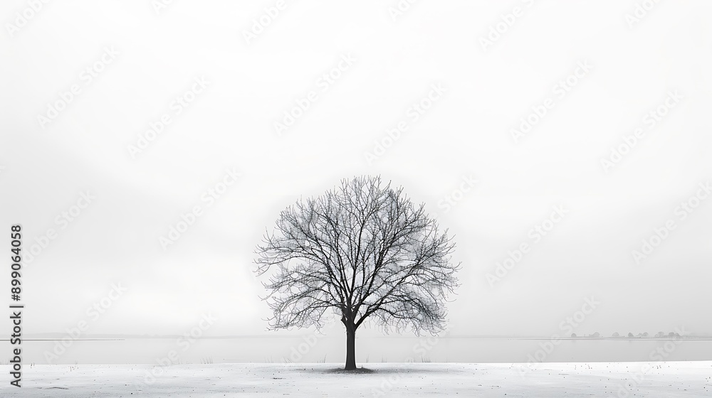 Fototapeta premium Single tree gray background