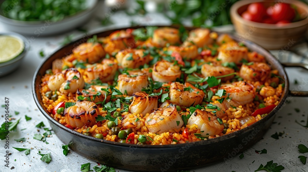 Seafood Paella with Fresh Parsley Seafood Paella with Fresh Parsley