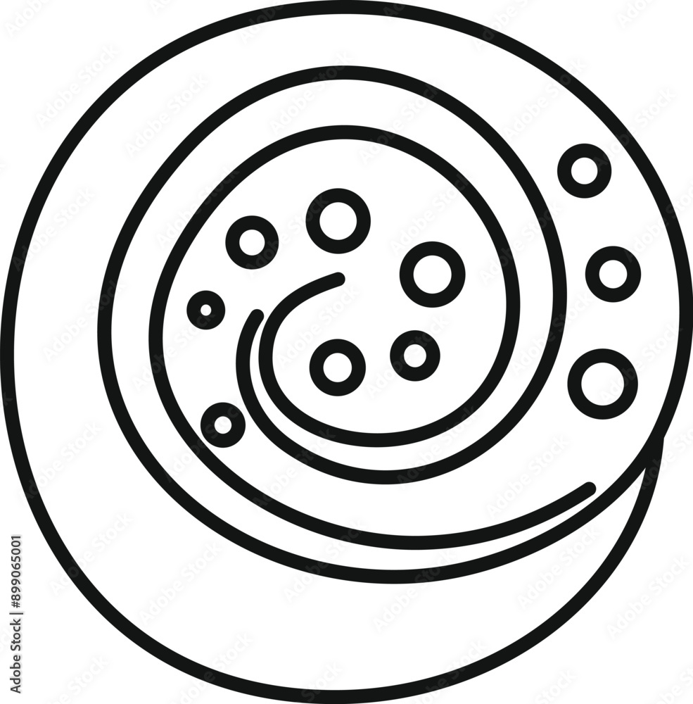 Round cinnamon bun with sugar glaze forming a spiral shape icon in outline style for web, mobile and infographics Round cinnamon bun with sugar glaze forming a spiral shape icon in outline style for web, mobile and infographics