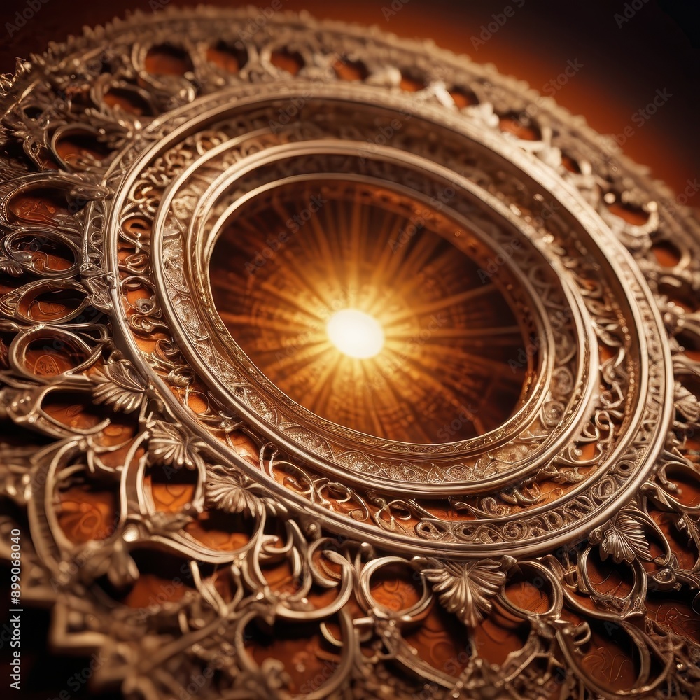 Fototapeta premium Ornate Golden Frame with Light.