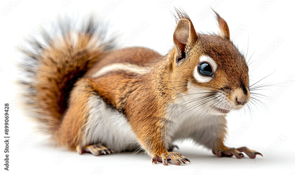 A squirrel standing in front of a white background. A squirrel standing in front of a white background.