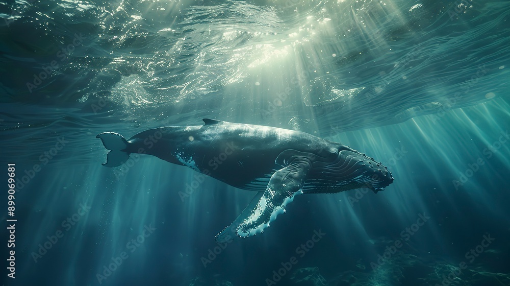 Fototapeta premium Humpback whale underwater.