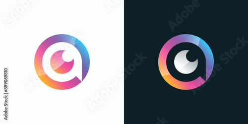 Vector logo design of initial letter a in lens shape full color with modern, simple, clean and abstract style.