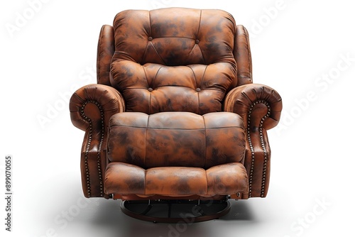 Leather recliner with buttoned back. photo