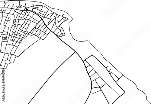 Map of Dahab city, Egypt. A famous resort for divers and freedivers, with beautiful beaches and coral reefs. The divers' Mecca is the Blue Hole. Vector illustration