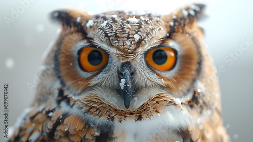 An owl perched on a snow-covered branch.