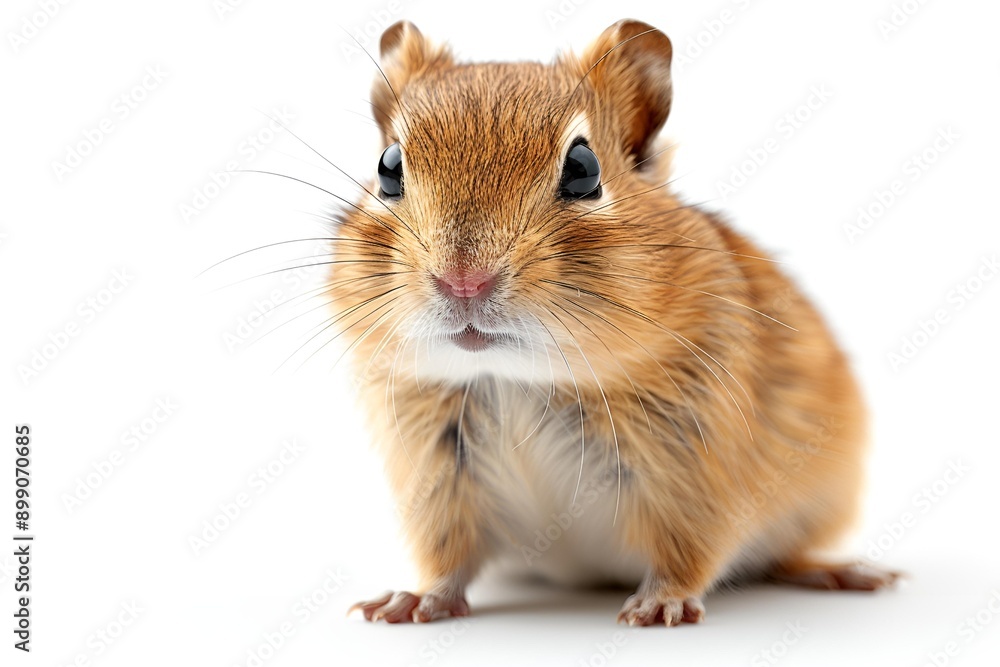 A small brown rodent standing in front of a white background. A small brown rodent standing in front of a white background.