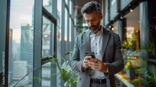 businessman using smartphon...