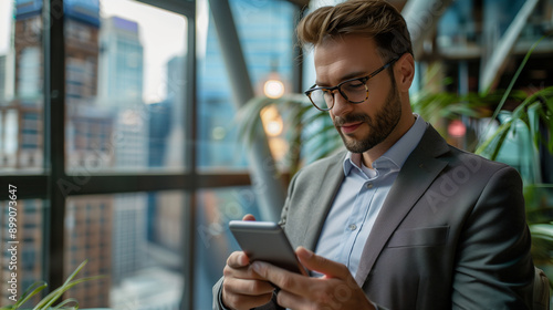 businessman using smartphon...