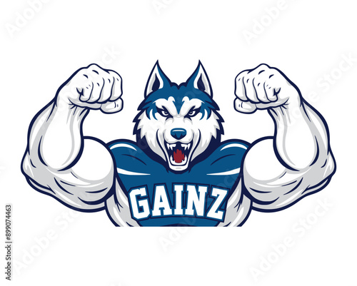 Gainz University logo features a powerful husky wearing a sports jersey symbolizing strength