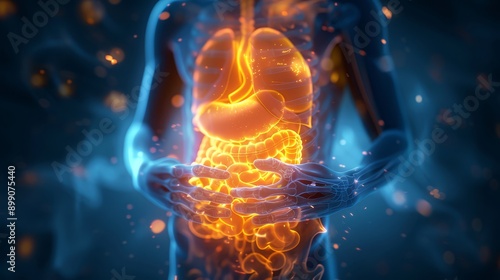 3D render illustrating the negative impact of vape on digestive system, highlighting internal damage and health conditions, ultra-realistic,