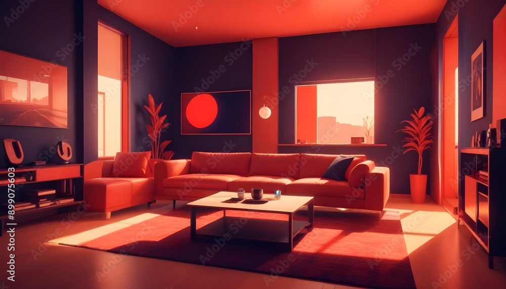 Fototapeta premium Photo interior modern design room 3d illustration