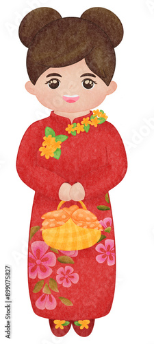 Woman wearing a cheongsam photo