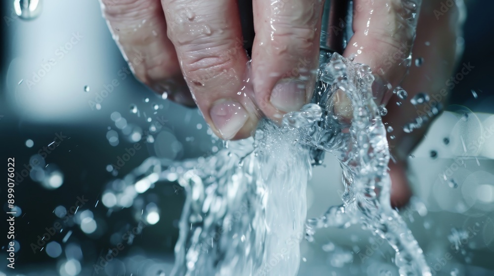 Emergency plumber shutting off the main water supply, water splashing around, intense focus, dramatic lighting Emergency plumber shutting off the main water supply, water splashing around, intense focus, dramatic lighting