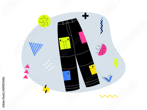 Retro pants. 90's nostalgia vector illustration