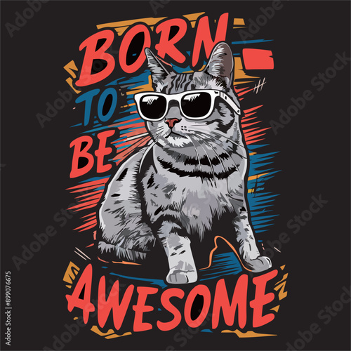 The cat exudes coolness with its confident pose and casual lean vector for design tshirt