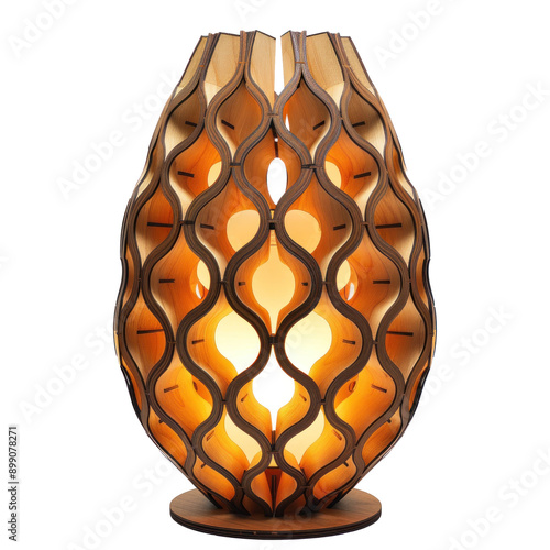 Laser Cut Wood Lamp front view full length isolate on transparency background photo