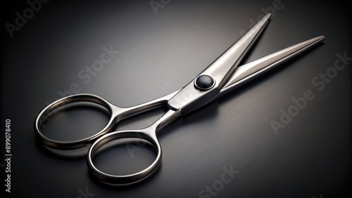 Sharp metal scissors isolated on dark background with precise clipping path, awaiting creative cutting and editing possibilities ahead.