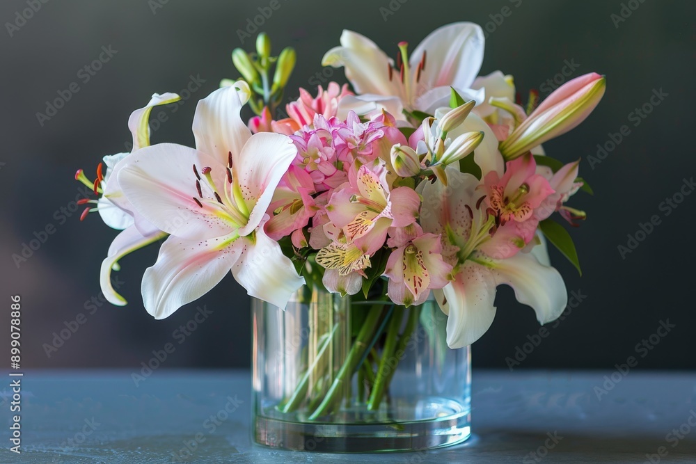 Delicate Bouquet of Pink and White Lilies Delicate Bouquet of Pink and White Lilies
