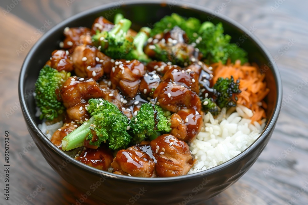 Teriyaki Chicken and Broccoli Bowl with Sesame Seeds Teriyaki Chicken and Broccoli Bowl with Sesame Seeds