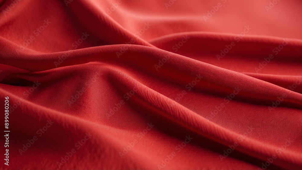 Obraz premium Smooth red fabric with natural folds, showcasing an elegant and soft texture, perfect for various textile uses.