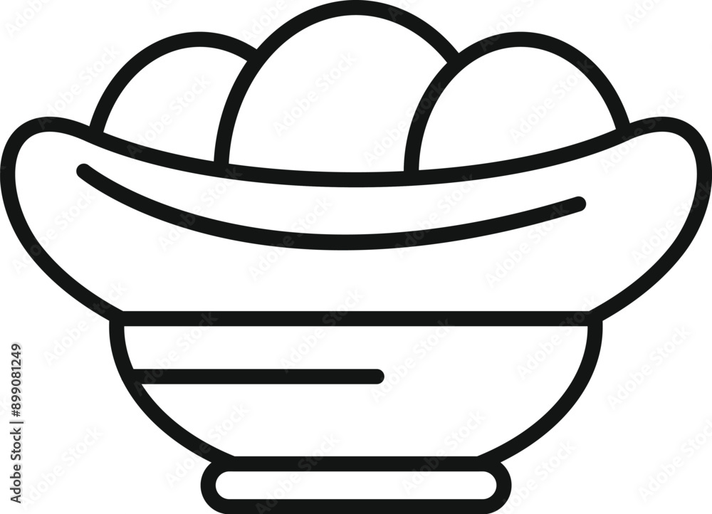 Wooden bowl holding round objects icon thin line for apps and websites Wooden bowl holding round objects icon thin line for apps and websites