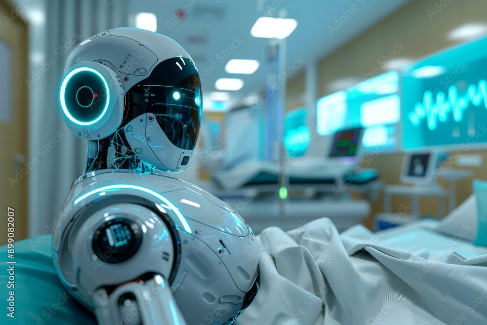 Futuristic robot in a high tech lab perfect for advanced technology and automation themes showcasing modern design and innovative concepts Futuristic robot in a high tech lab perfect for advanced technology and automation themes showcasing modern design and innovative concepts