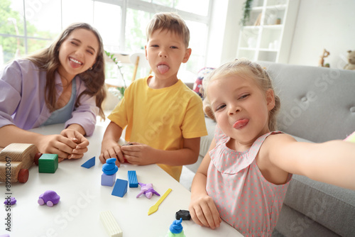 Cute little children with m...