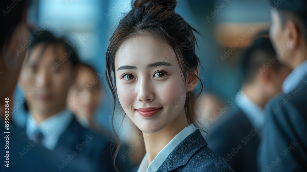 Group portrait of people, close-up of people, real people, people talking, in a scene, people in suits, smug, Chinese people, Chinese partners, real, modern, young people, camera view - generative ai Group portrait of people, close-up of people, real people, people talking, in a scene, people in suits, smug, Chinese people, Chinese partners, real, modern, young people, camera view - generative ai