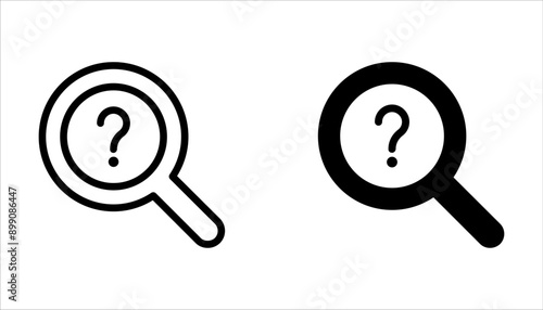 magnifying glass with question mark icon set. search sign on white background