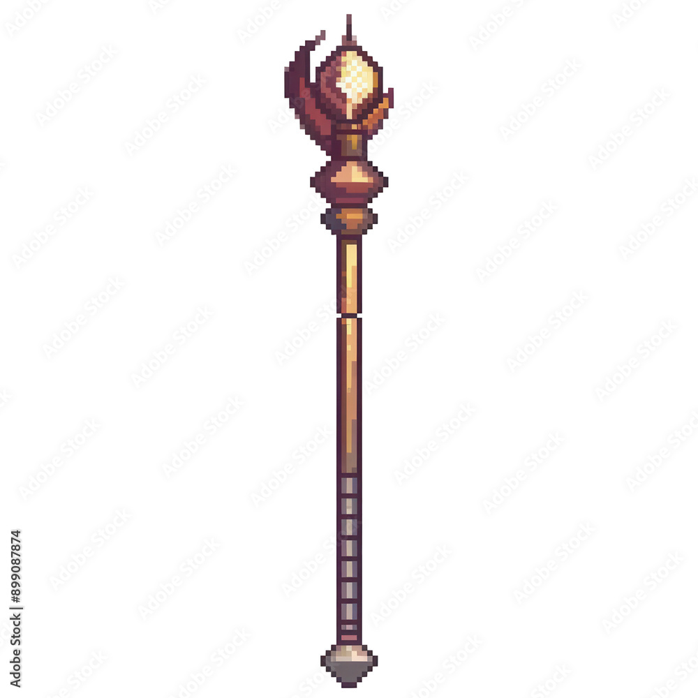 8-bit pixel art of a single staff on transparent background Stock ...