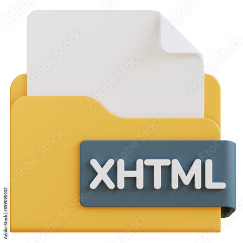 3d xhtml file folder illustration with transparent background photo