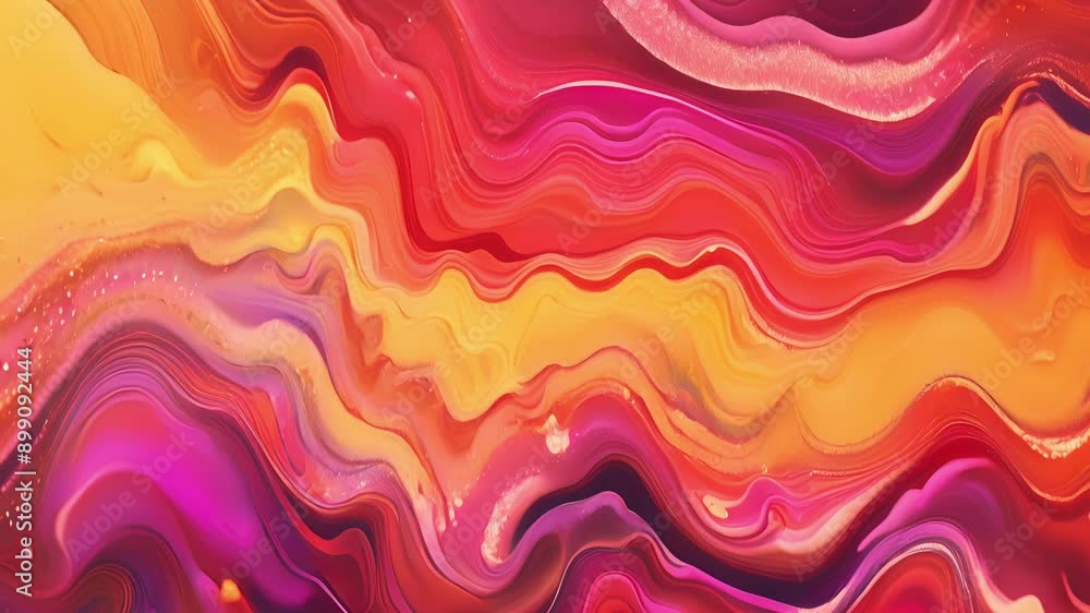 An abstract design featuring layers of vibrant reds and yellows bringing to mind the intensity and energy of a lava flow.
