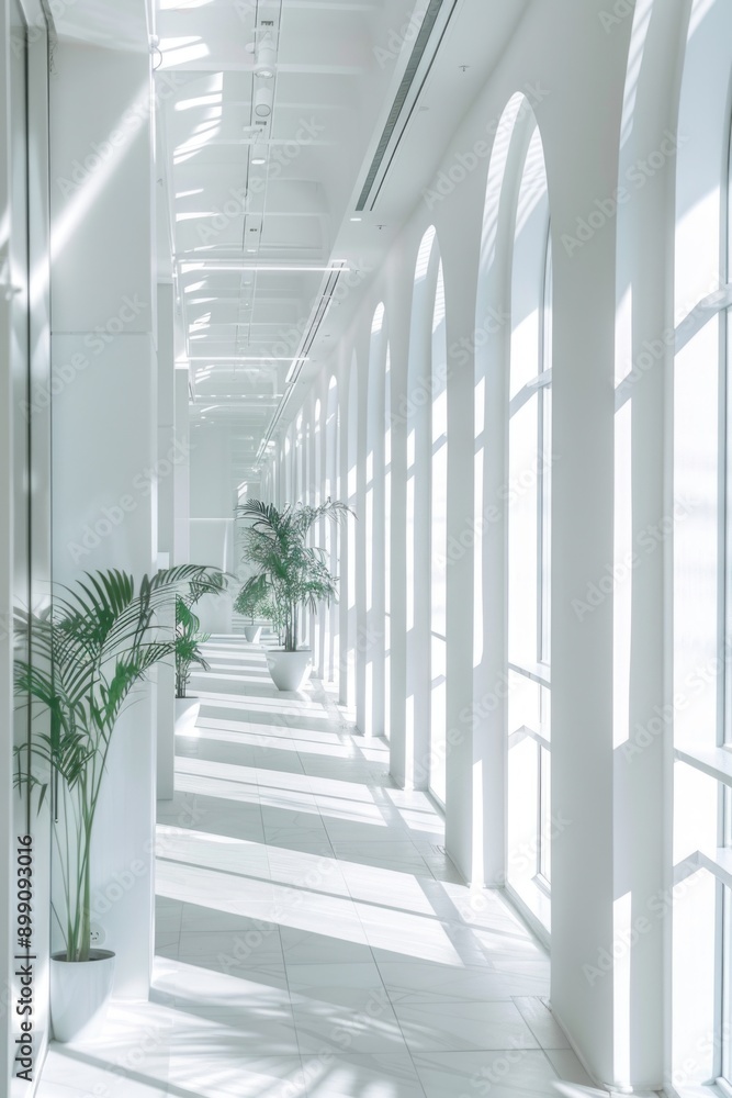 Long Hallway with Windows Long Hallway with Windows