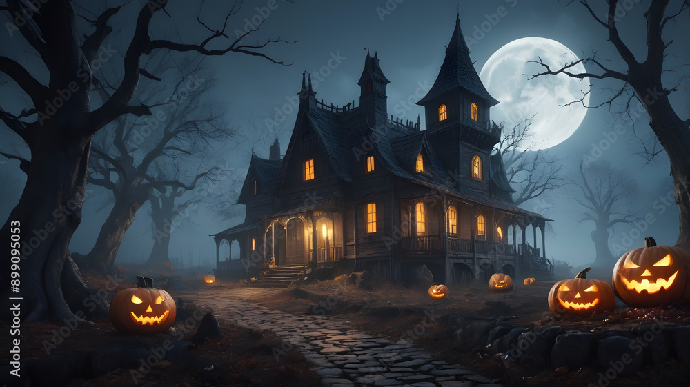 pumpkin head jack lantern set backdrop spooky haunting full moon. Haunted house dark night halloween festival holiday trick or treat burning candles dark night eerie forest bats cartoon drawing paint pumpkin head jack lantern set backdrop spooky haunting full moon. Haunted house dark night halloween festival holiday trick or treat burning candles dark night eerie forest bats cartoon drawing paint