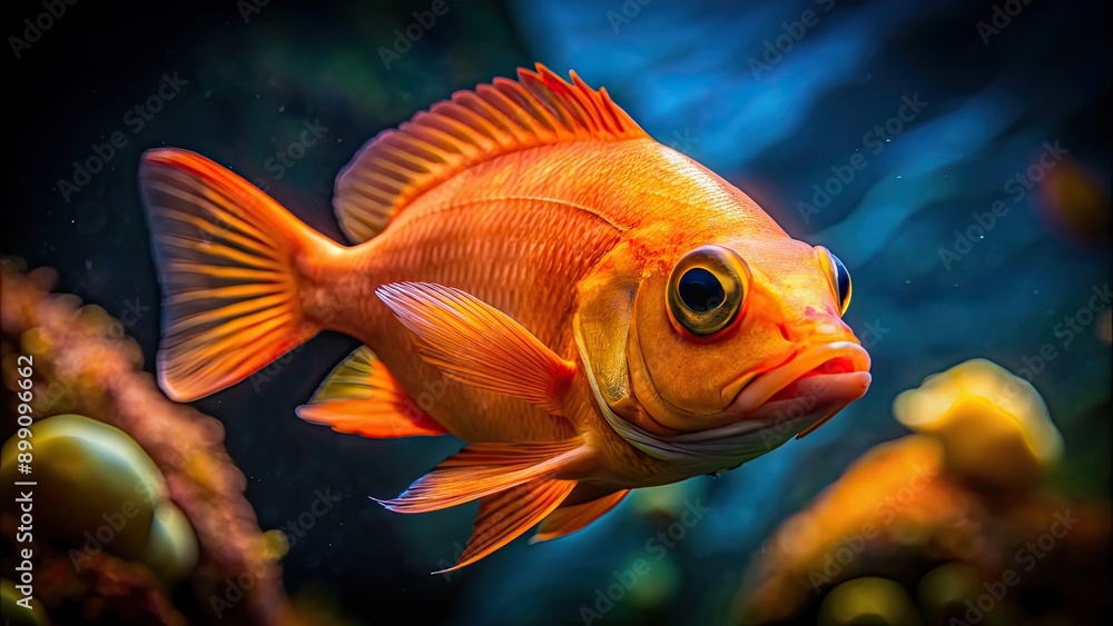 Strange orange fish swimming in the underwater depths, fish, underwater, sea life, colorful, unique, vibrant, marine, ocean Strange orange fish swimming in the underwater depths, fish, underwater, sea life, colorful, unique, vibrant, marine, ocean
