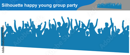 Silhouette happy young group party people together dancing, cheering crowd dance to the music at musical concert – stock vector