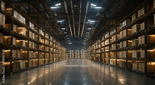 Wallpaper Mural Interior View of Warehouse Filled with Stacked Boxes and Packages Torontodigital.ca