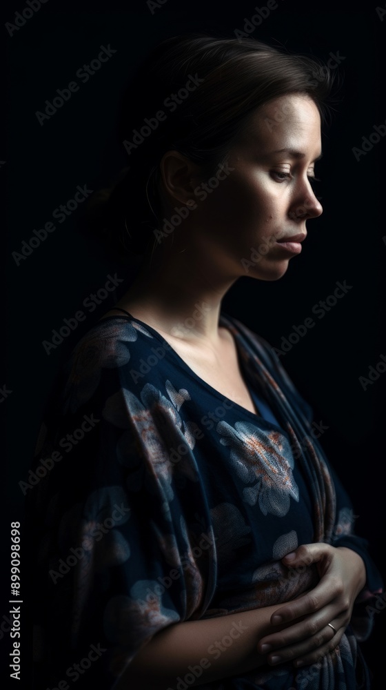 Portrait of a woman in a dark setting Portrait of a woman in a dark setting