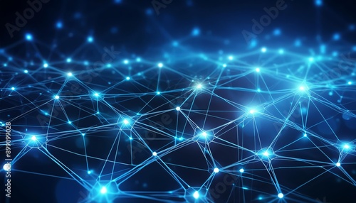 Wallpaper Mural A luminous network of interconnected nodes glowing brightly against a dark background Torontodigital.ca