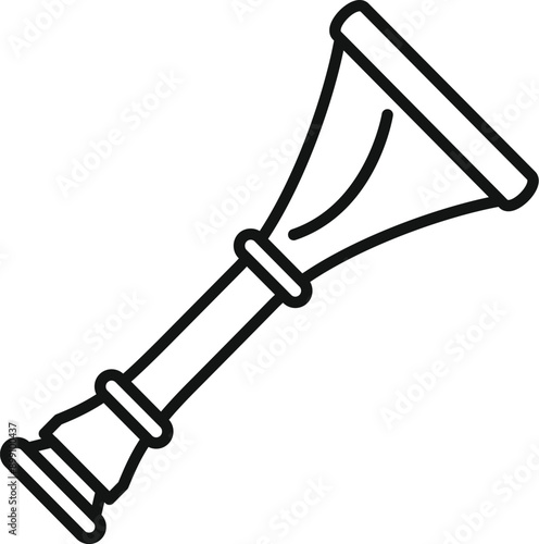 Simple line icon of a bugle, a brass instrument used for military signals
