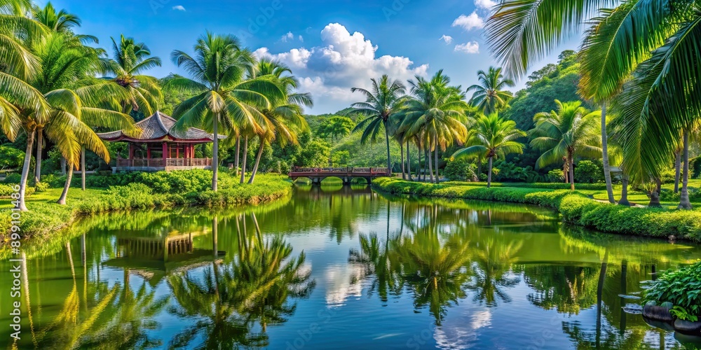 Lush tropical foliage at Yanoda Park on Hainan Island, China, tropical, leaves, plants, greenery, vibrant, exotic, lush Lush tropical foliage at Yanoda Park on Hainan Island, China, tropical, leaves, plants, greenery, vibrant, exotic, lush