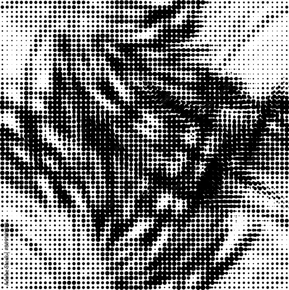 Fototapeta premium Universal halftone dot fragment for creating various seamless patterns. Monochrome on transparent background. Vector.