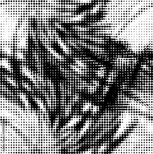 Universal halftone dot fragment for creating various seamless patterns. Monochrome on transparent background. Vector.