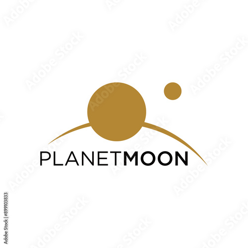 Planet logo with horizon line vector and modern design